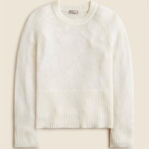 J. Crew high rib pullover sweater in wool blend, ivory M NWT